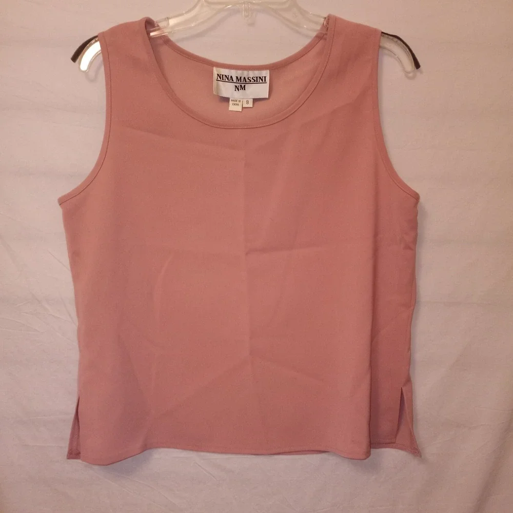 Nina Massini Size 8‎ Skirt Suit 3 Piece Dusty Pink Beaded Embellishments Vintage